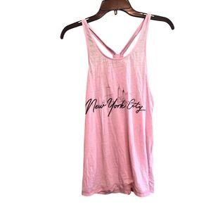 US Apparel Pink New York City‎ Skyline Graphic Burnout Racerback Tank Top Medium